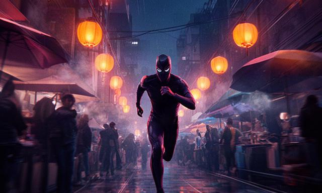 Action game cover art showing a masked runner beneath orange lanterns in a city street
